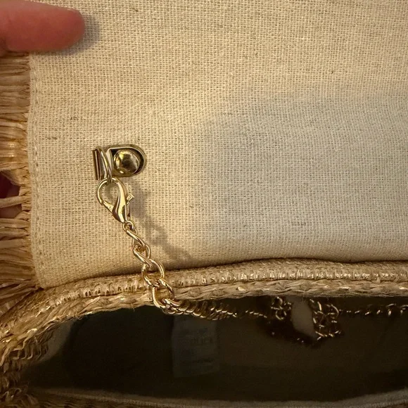 NWT Tommy Bahama Metallic Raffia Bamboo Top Handle Shoulder Bag Cult Gaia Ozzy - Picture 5 of 7